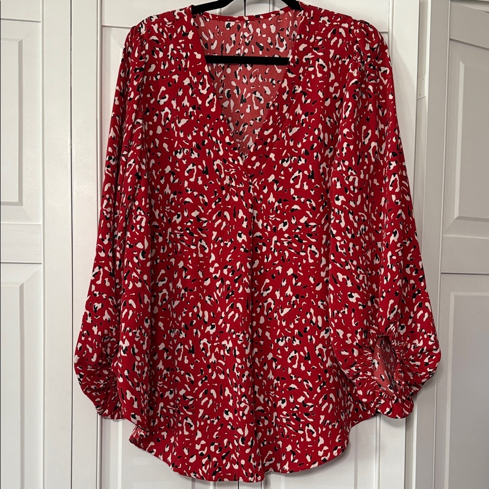 Red Patterned Women's Top